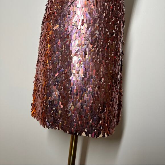 Alice + Olivia - Contessa Embellished V Neck Dress in Iridescent Pink Size S - Picture 10 of 15
